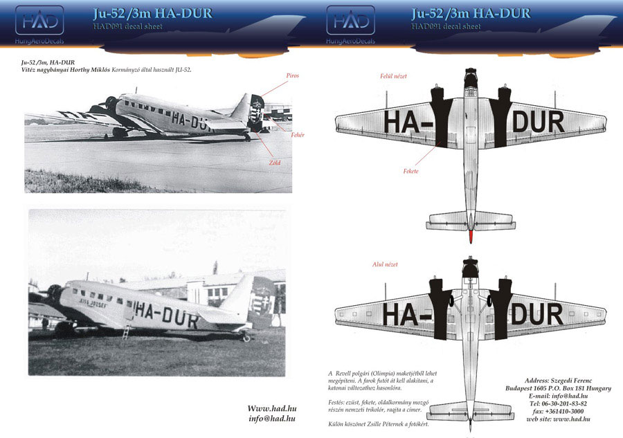 HADǥ 1/48 JU-52 (HA-DUR)