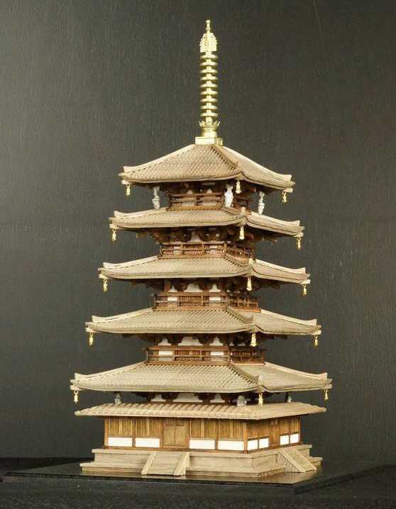 小林工芸 木製建築模型 1/100 法隆寺 五重塔（旧版） [KOB10-1 